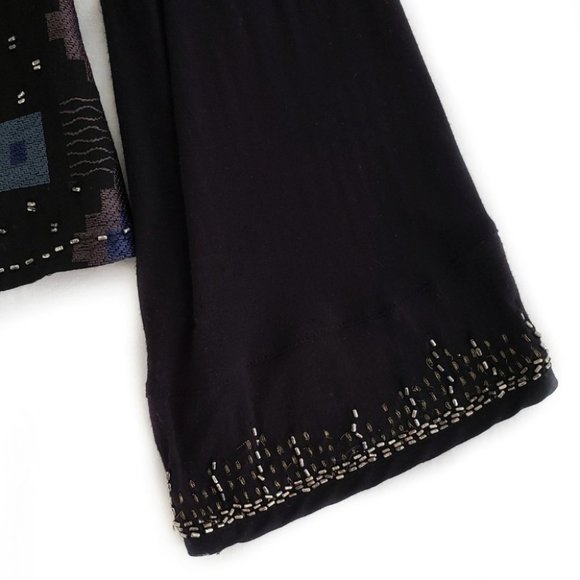 Free People beaded bell sleeve top black XS small - Picture 9 of 14